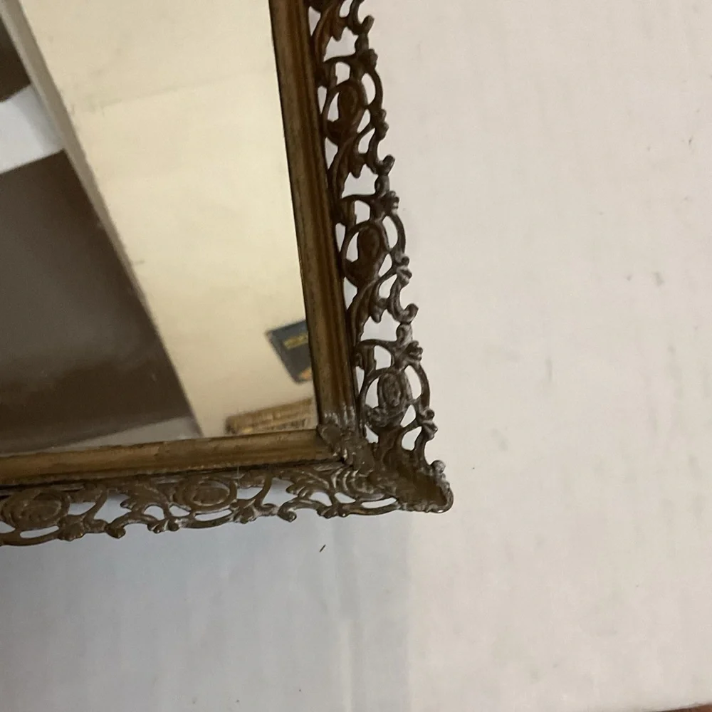 Vintage Ornate Gold Vanity tray or wall mirror